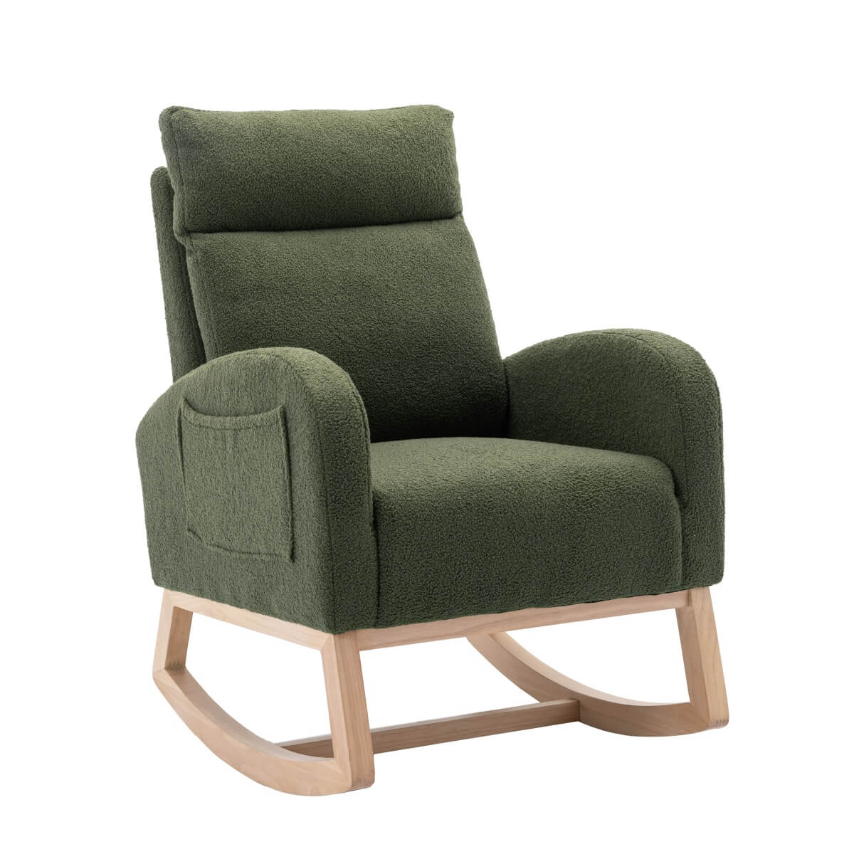 Teddy Fabric Rocking Chair – Soft Upholstered Seat, Green