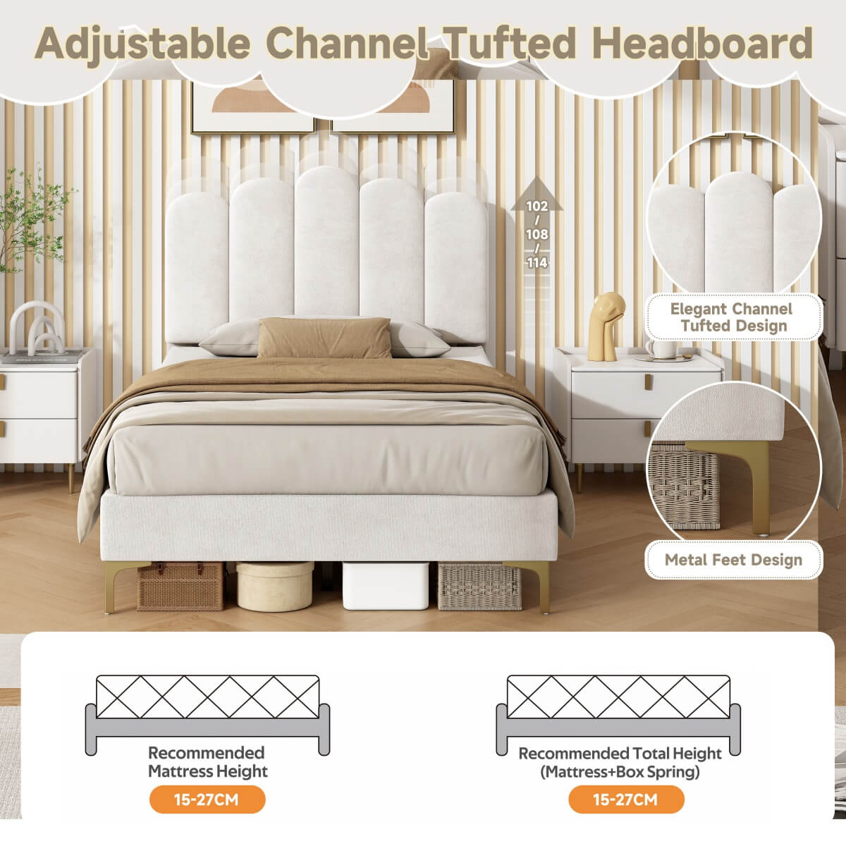 3ft Single Velvet Bed Frame - Scalloped Tufted Headboard, Storage Space