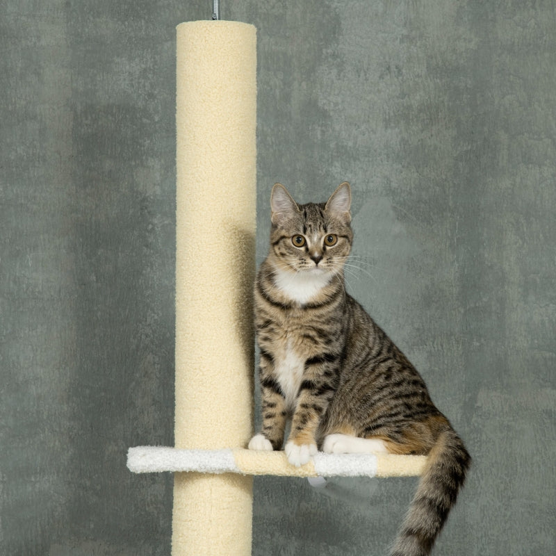 Cat Tree, 260cm Adjustable Floor-To-Ceiling w/ Anti-Tipping Kit, Toy Ball