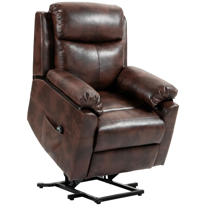 Faux Leather Electric Recliner Chair, 70?? Riser, Dark Brown