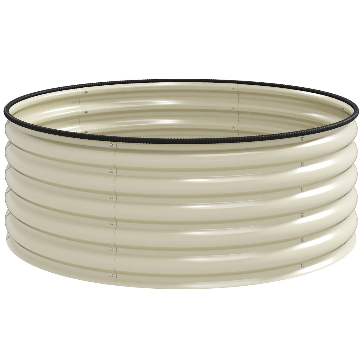 Galvanised Raised Garden Bed with Safety Edging, Outdoor Planter Box, Cream White