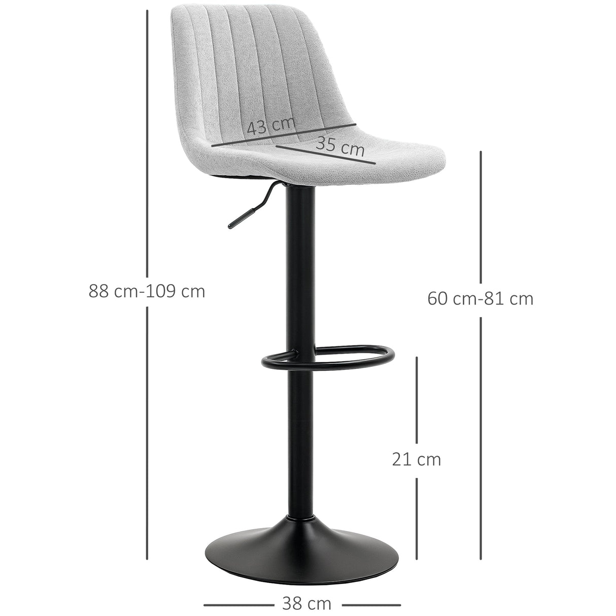 Tub Bat Stools (Set of Two) Chenille-Feel, Grey