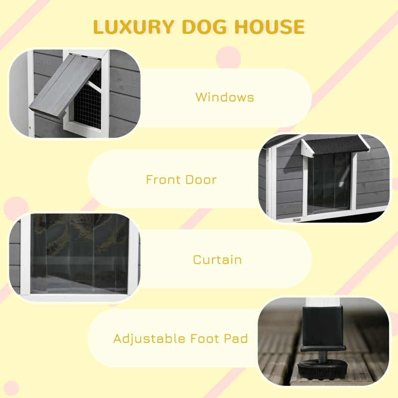 Dog Kennel for Outside, Medium Dogs, Grey Wood
