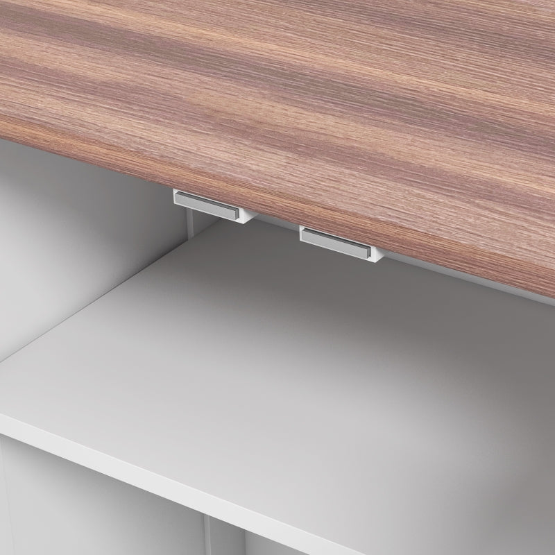 Pet Feeding Station, Raised Dog Bowls, Adjustable Panel, Hooks, White