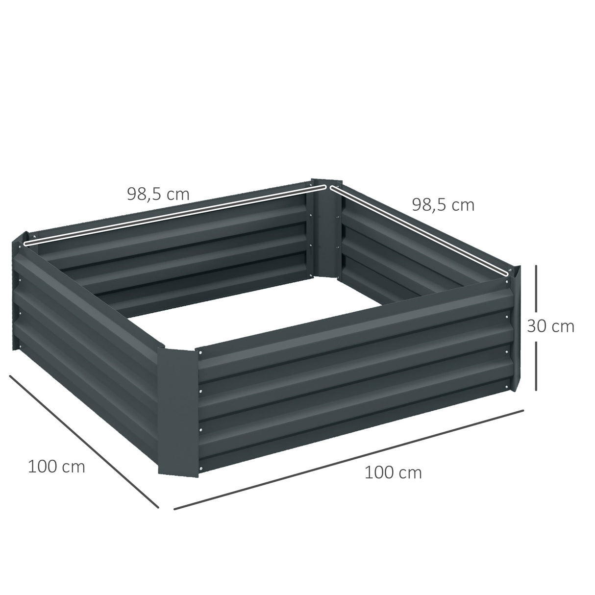 291L Raised Garden Bed, Elevated Galvanised Planter Box for Flowers, Herbs, Dark Grey