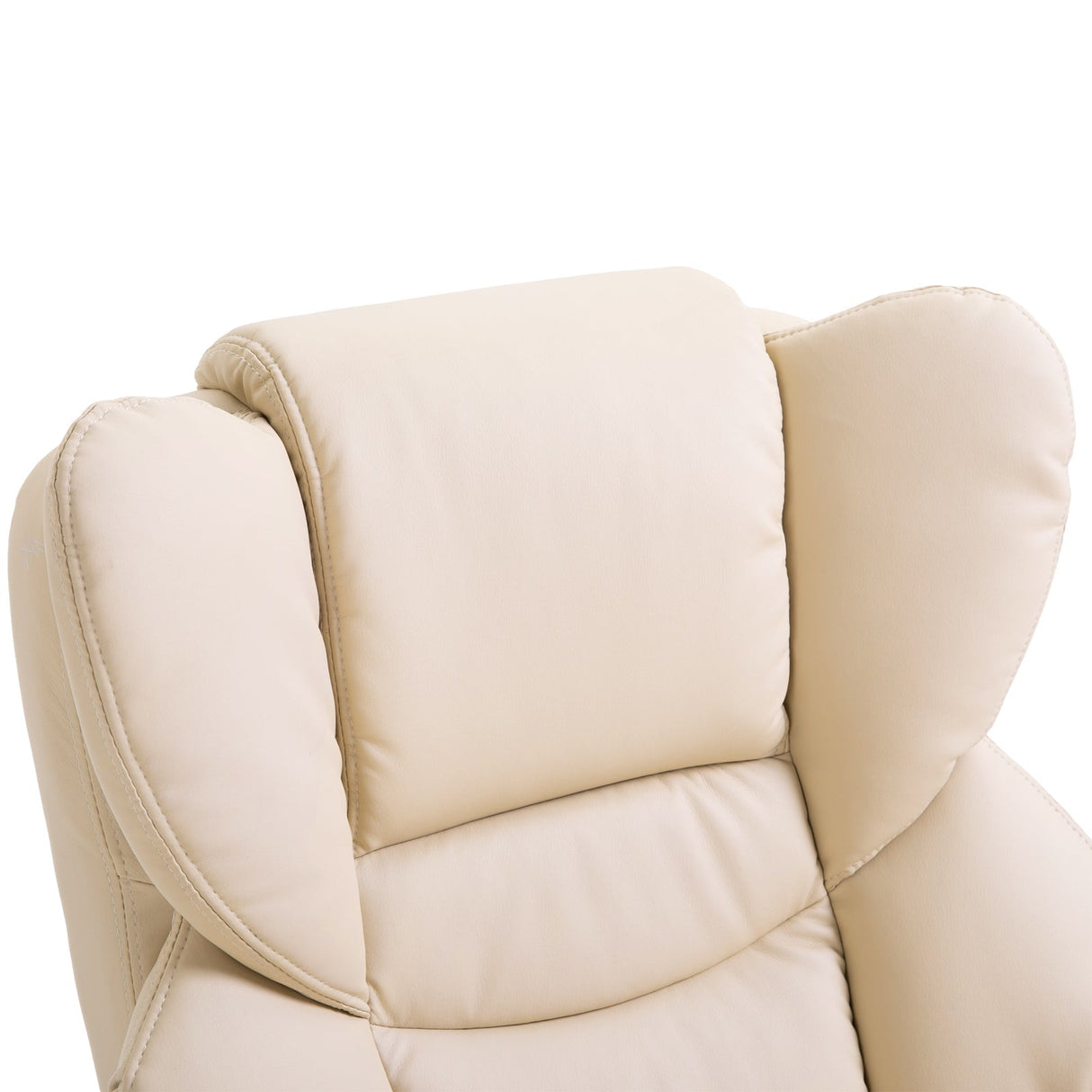 360?? Swivel Recliner Chair with Footstool, PU Leather Manual Reclining Armchair, Cream
