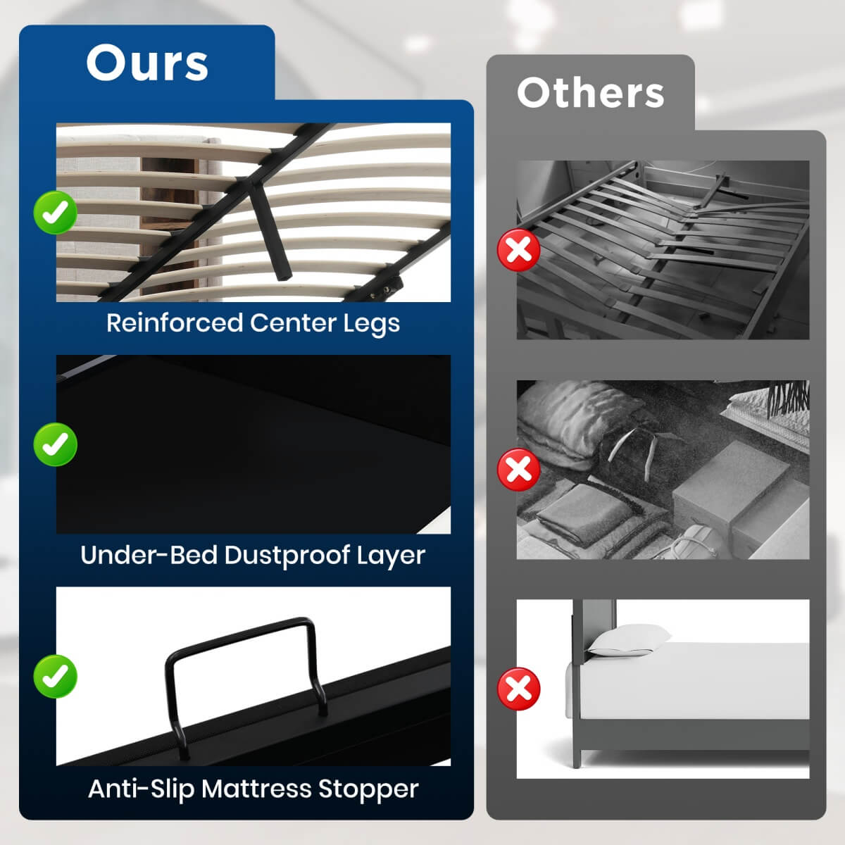 4ft6 Double Ottoman Bed Frame - Upholstered Storage Bed with Wireless Charging & USB C, Natural