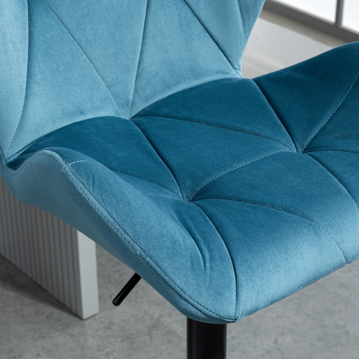 Bar Stools Set Of 2, Adjustable Swivel Velvet-Touch Blue