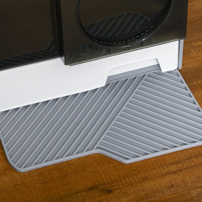 Cat Litter Tray Hooded with Scoop, Drawer, Handle, Deodorants, Hut Design, Front Entrance - Grey