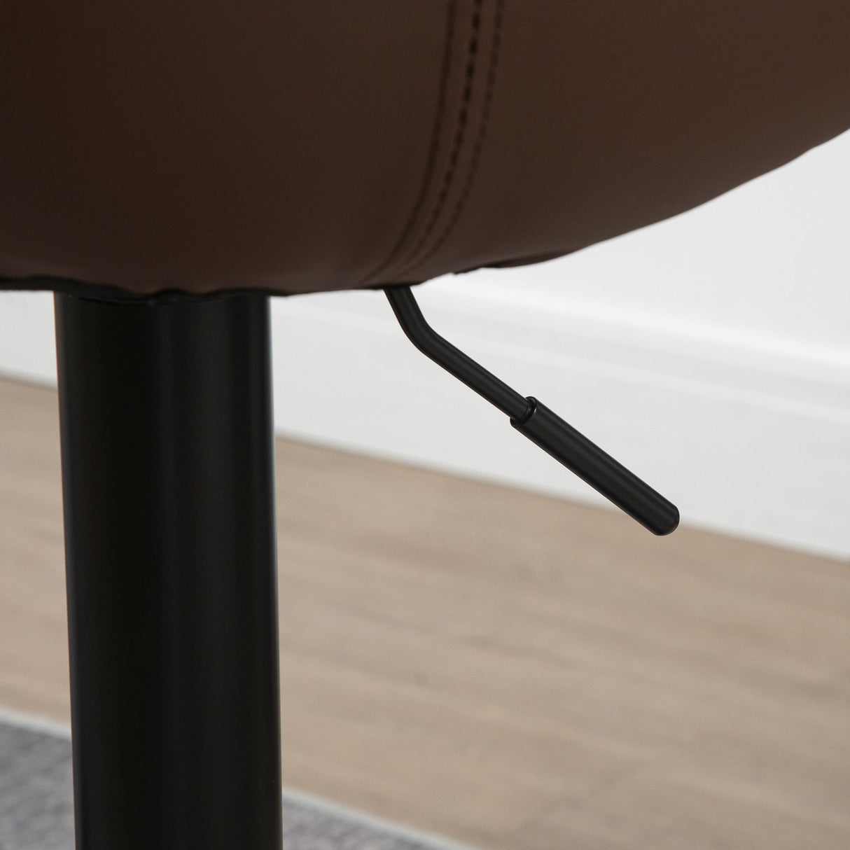 Adjustable Bar Stools, Swivel with Tufted Seat and Back, PU Leather Brown