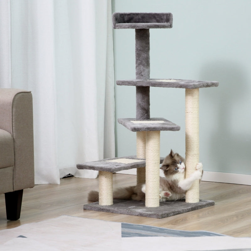 Cat Tree 100 cm Indoor Cats Scratching Post Climbing Tower Grey