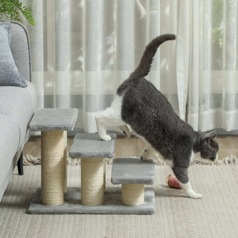 Pet Stairs 3-step Ladder for Cats & Dogs, Grey