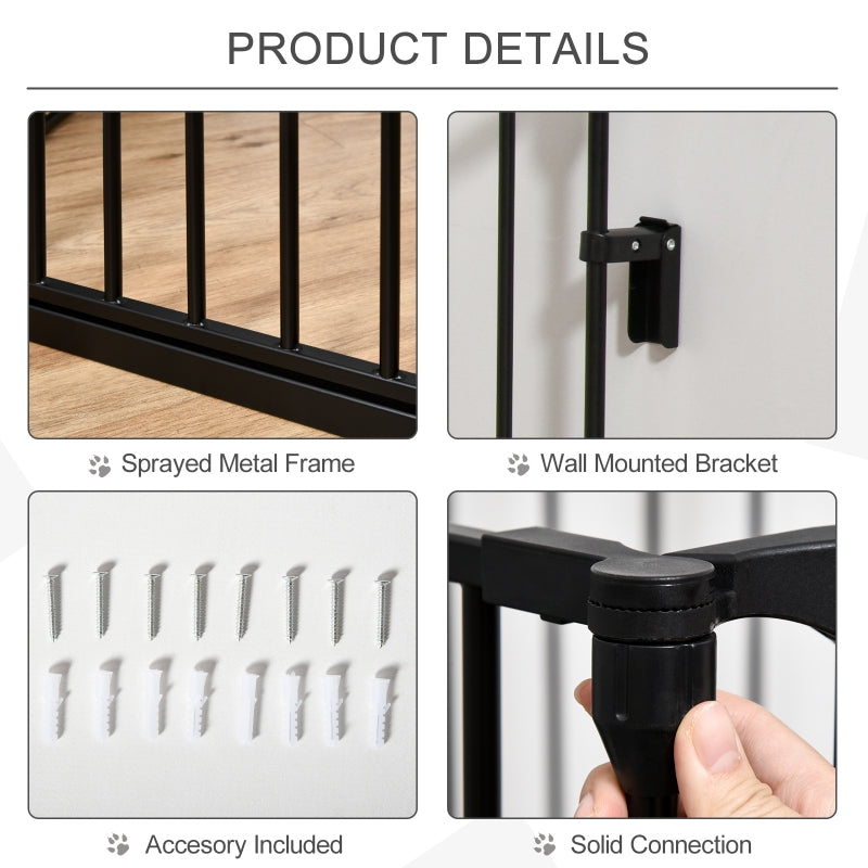 Pet Playpen Metal Fence with Walk Through Door - Black
