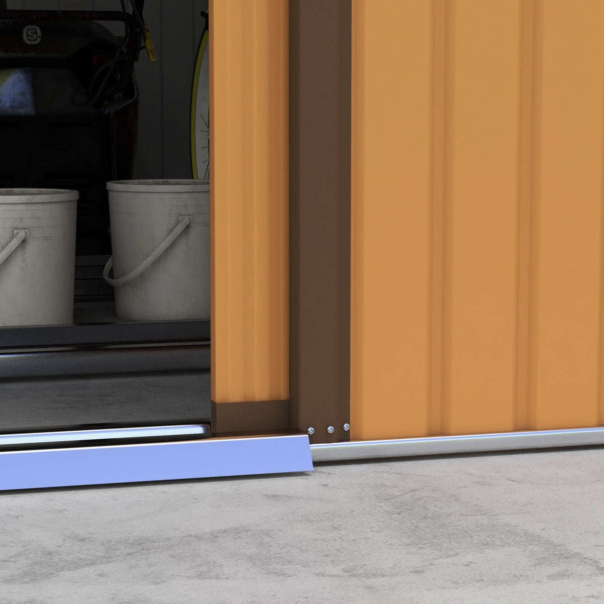 Metal Garden Shed, 13x11ft Outdoor Storage with Ventilation & Double Lockable Doors, Light Brown