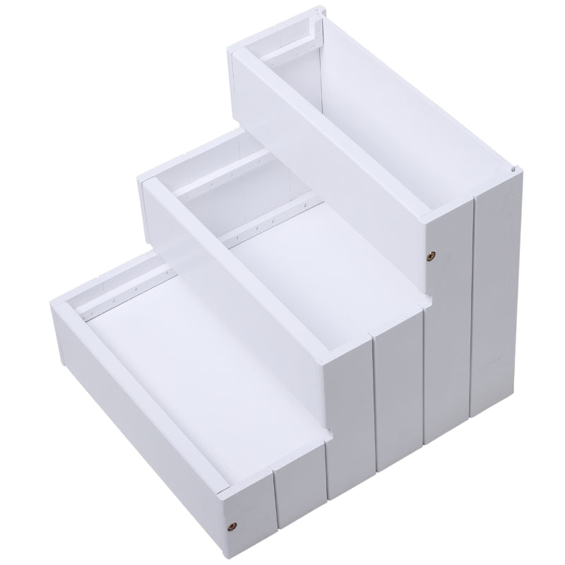 3 Step Wooden Dog Steps Pet Stairs with Storage, White