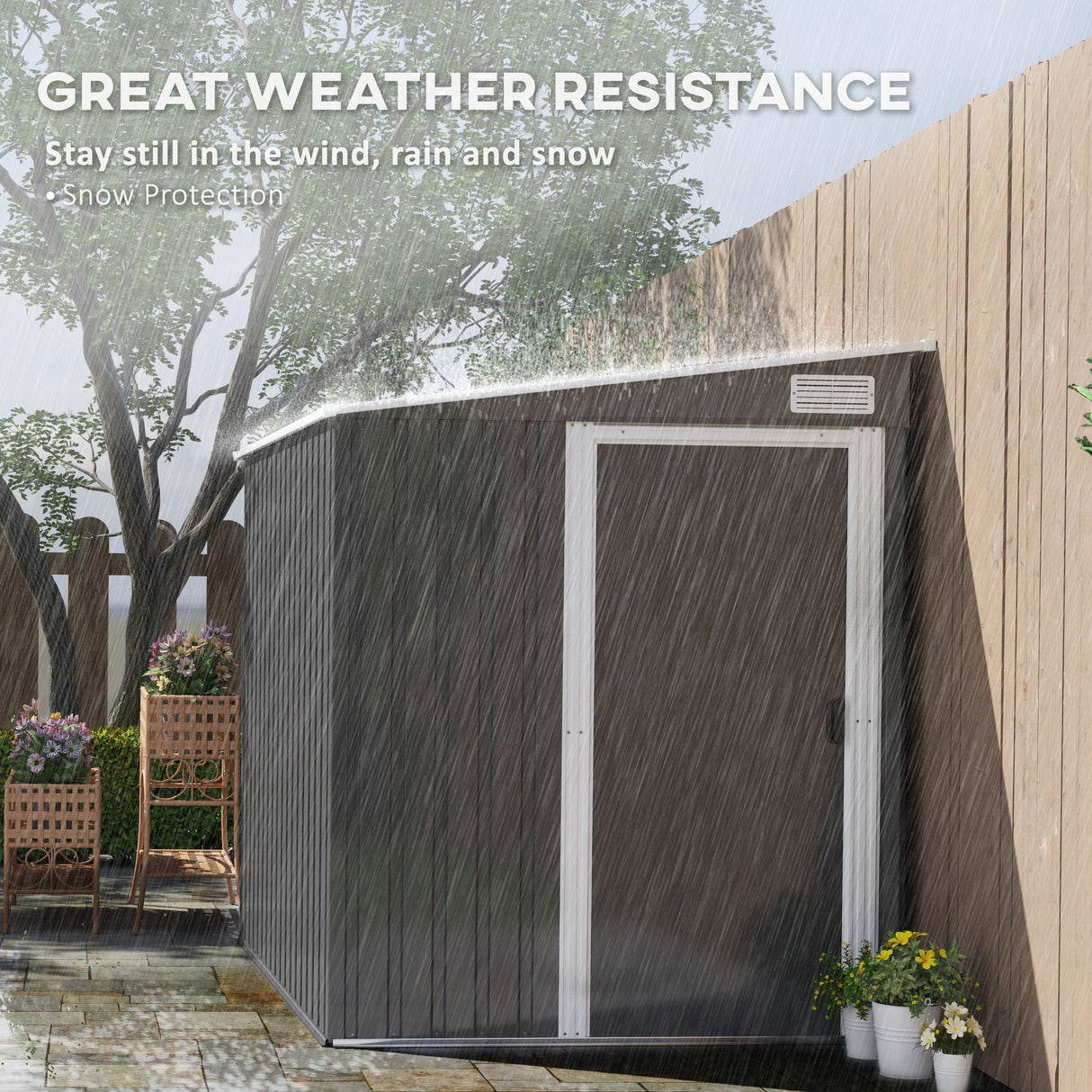 Galvanised Metal Shed, 7 x 5ft with Sliding Door - Dark Grey