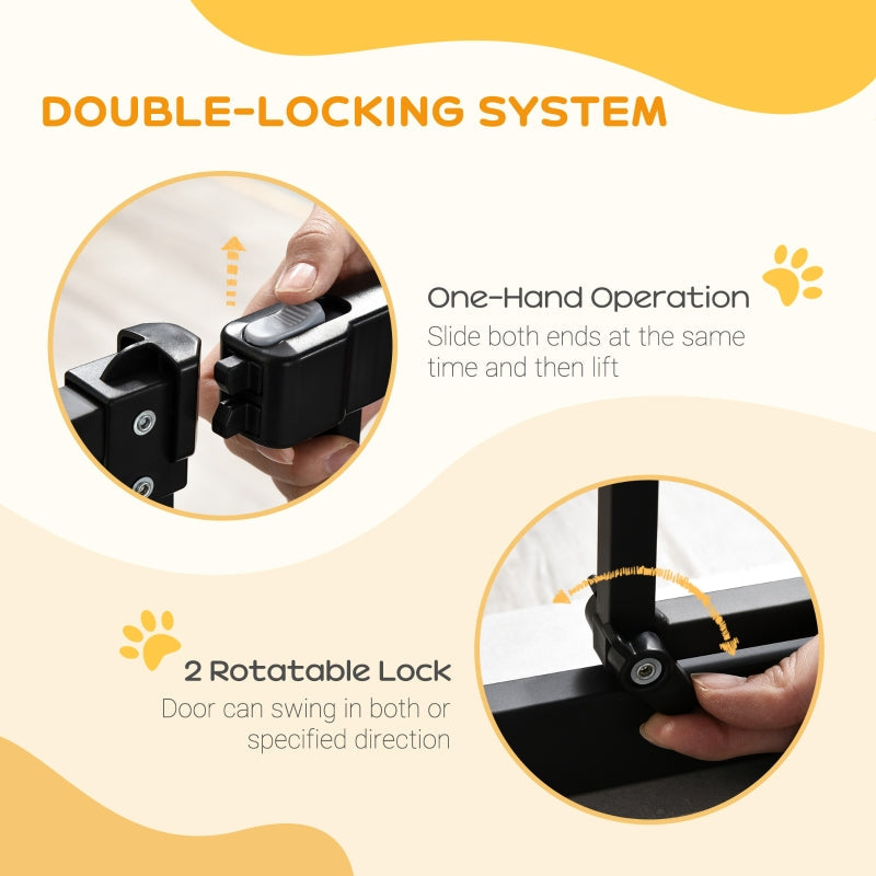 Pressure Fit Dog Stair Gate, Auto Close Adjustable 74-80cm, 94cm Tall, Black