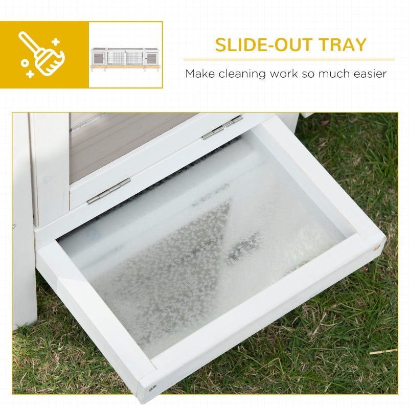 Rabbit Hutch and Run, Removable Tray - Grey