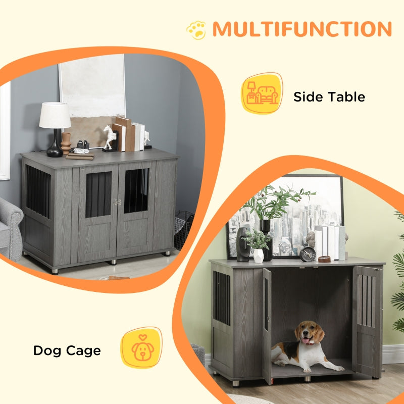 Dog Crate Table with Magnetic Door for Indoor Use, 114 x 60 x 82 cm, Grey