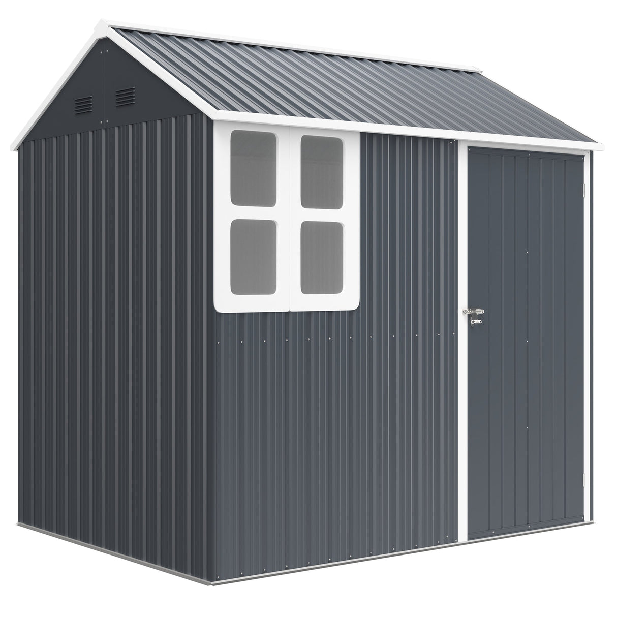 Galvanised Garden Shed with Latch - Dark Grey