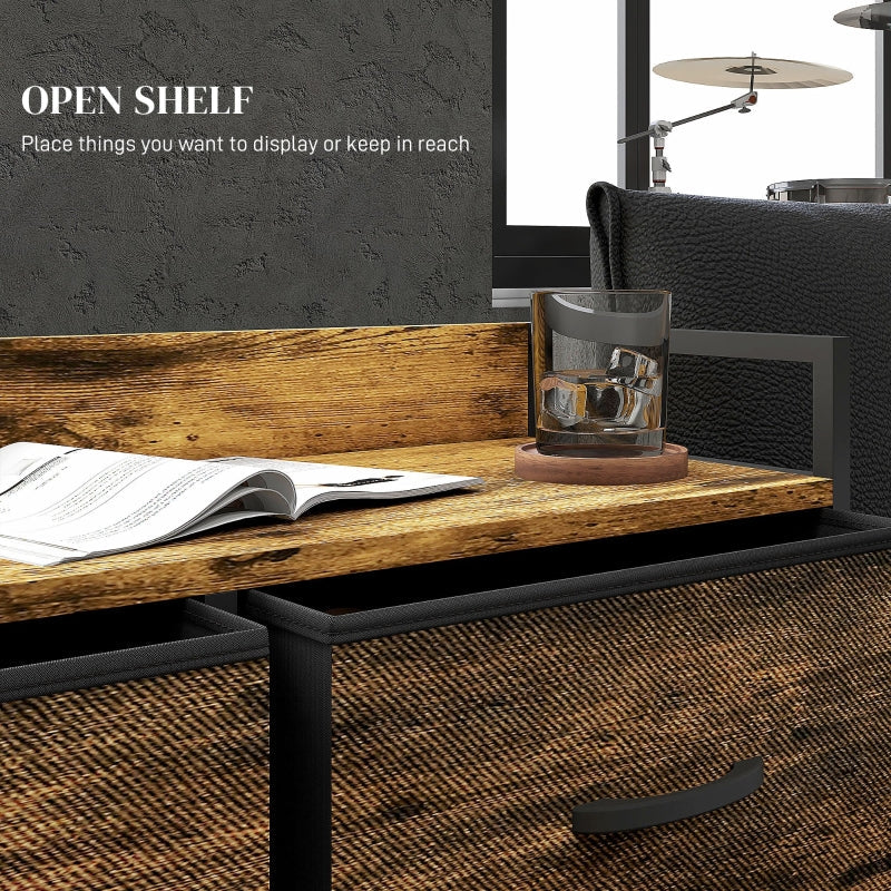 Rustic Chest of Drawers with Six Fabric Drawers - Rustic Brown