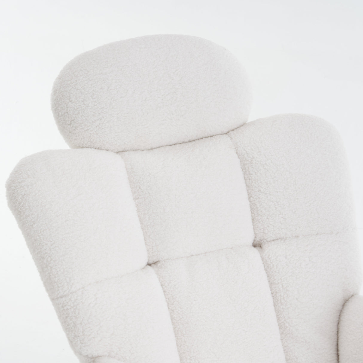 Soft Teddy Rocking Chair with Padded Seat, Tufted Upholstered - Ivory White