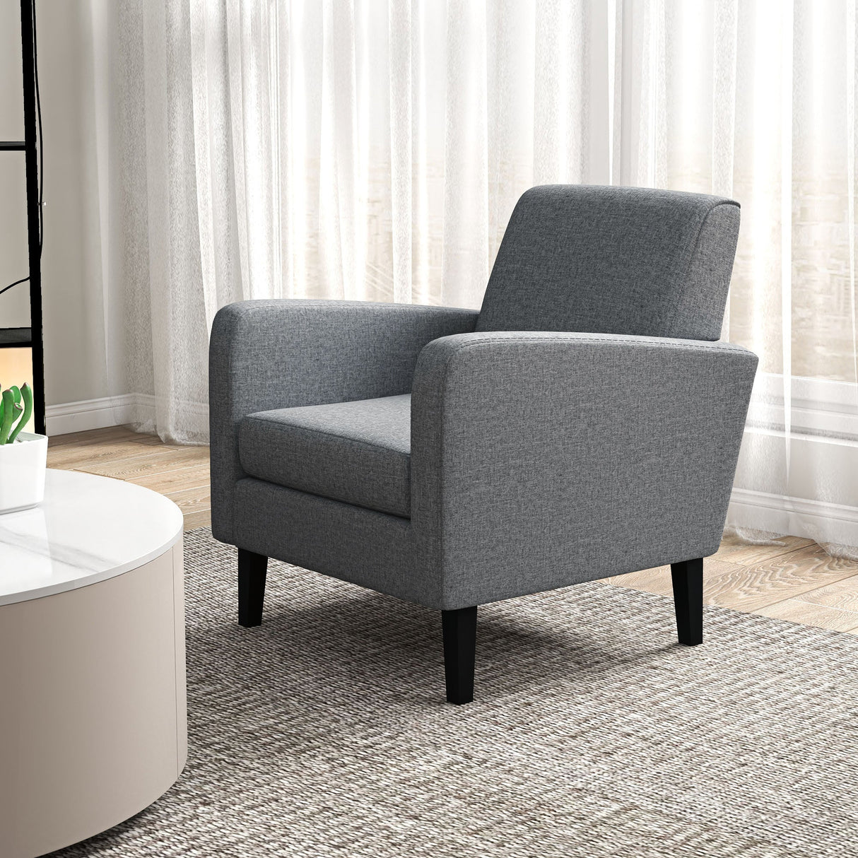 Modern Accent Chair, Occasional Chair, Rubber Wood Legs, Grey