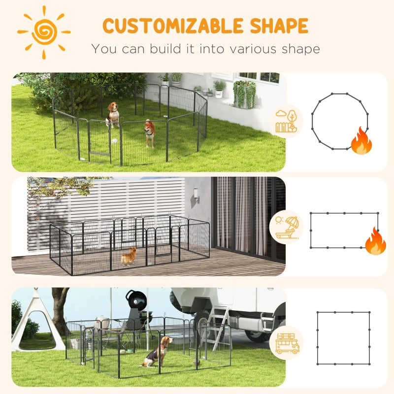 Puppy Playpen 12 Panels Heavy Duty, for Small Dogs, Indoor Outdoor Use - Silver