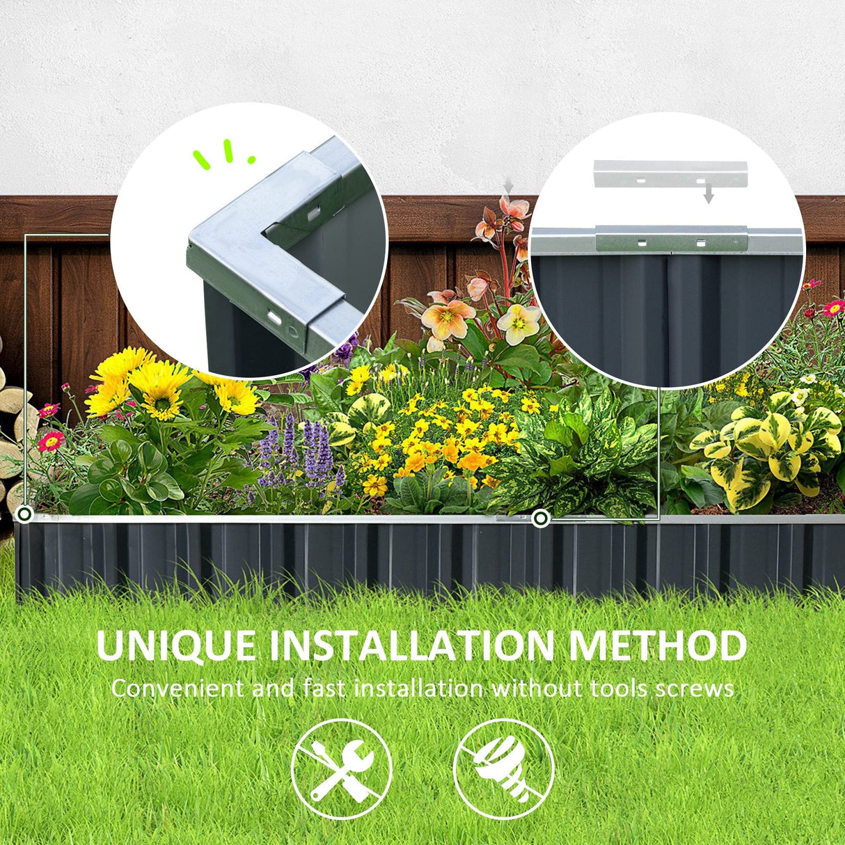 Metal Raised Garden Bed, 645L DIY Large Steel Planter Box for Vegetables, Herbs, Flowers