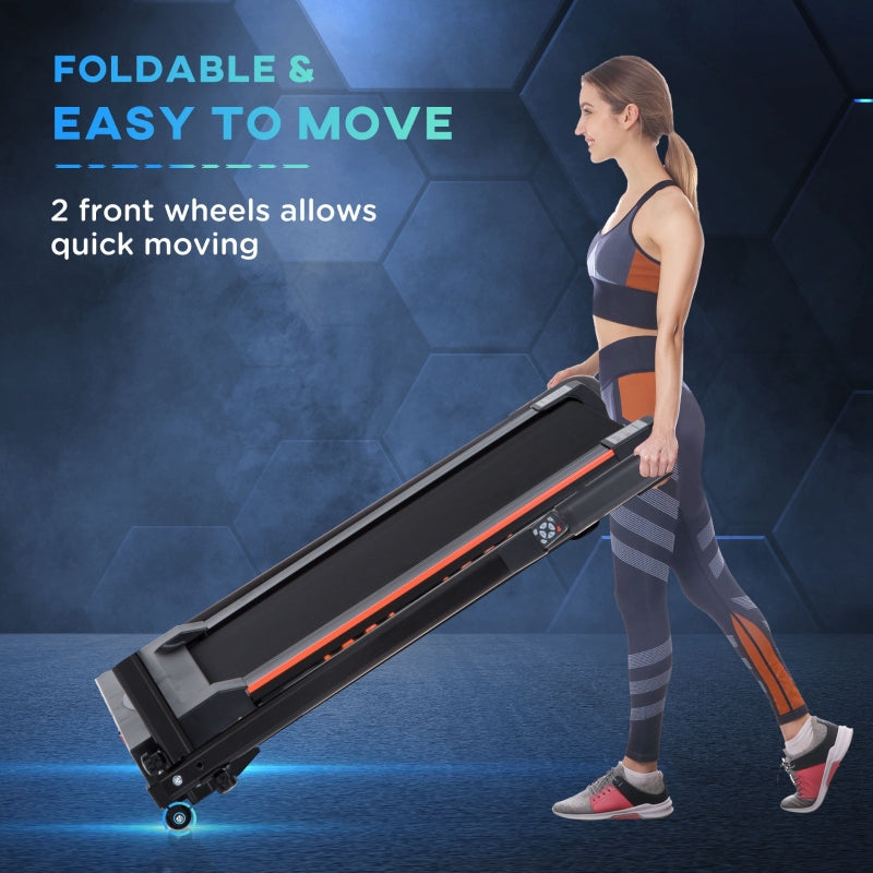 Steel Folding Motorized Home Treadmill, LCD Monitor, Black