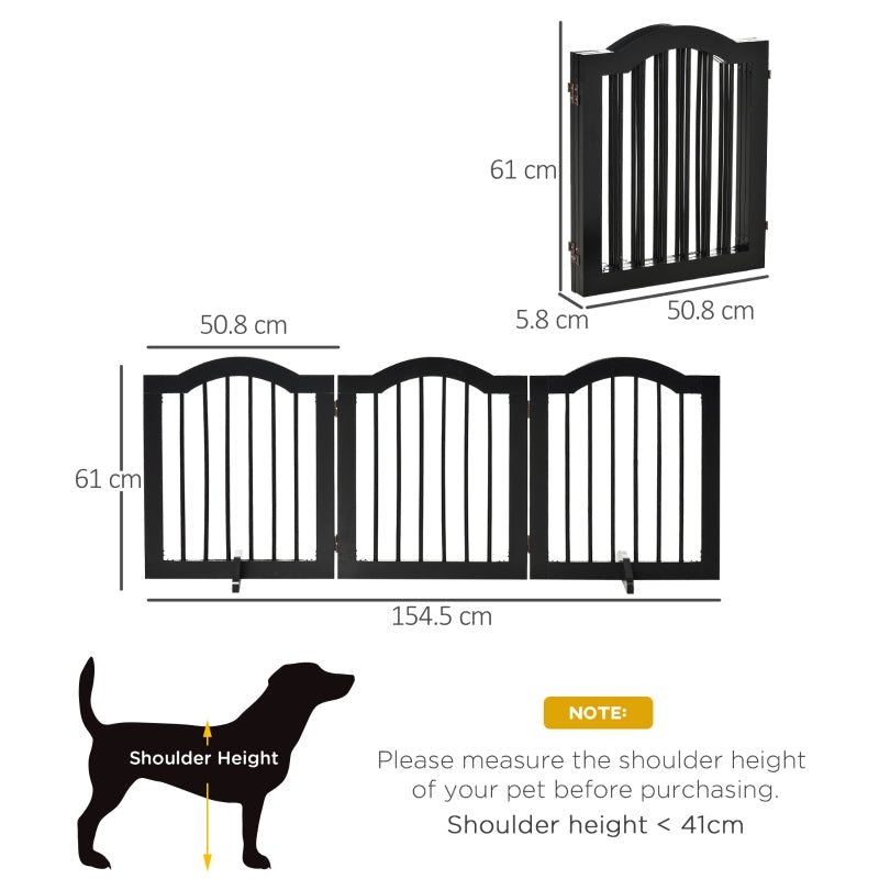 Freestanding Pet Gate, Wooden Foldable Safety Barrier, Black
