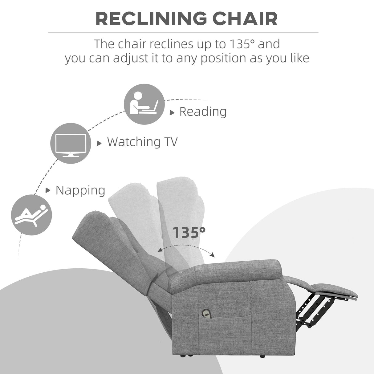 Power Lift Recliner Armchair, Electric Lift Chair for Elderly, Fabric, Grey