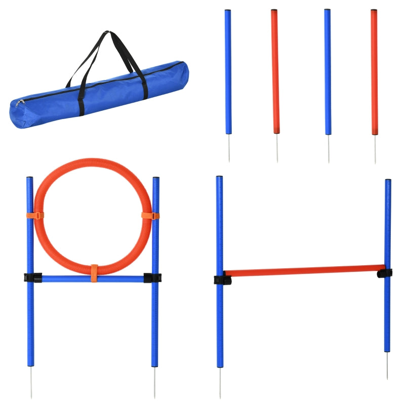 Pet Agility Training Equipment Adjustable Set (Pole + Hoop + Hurdle)