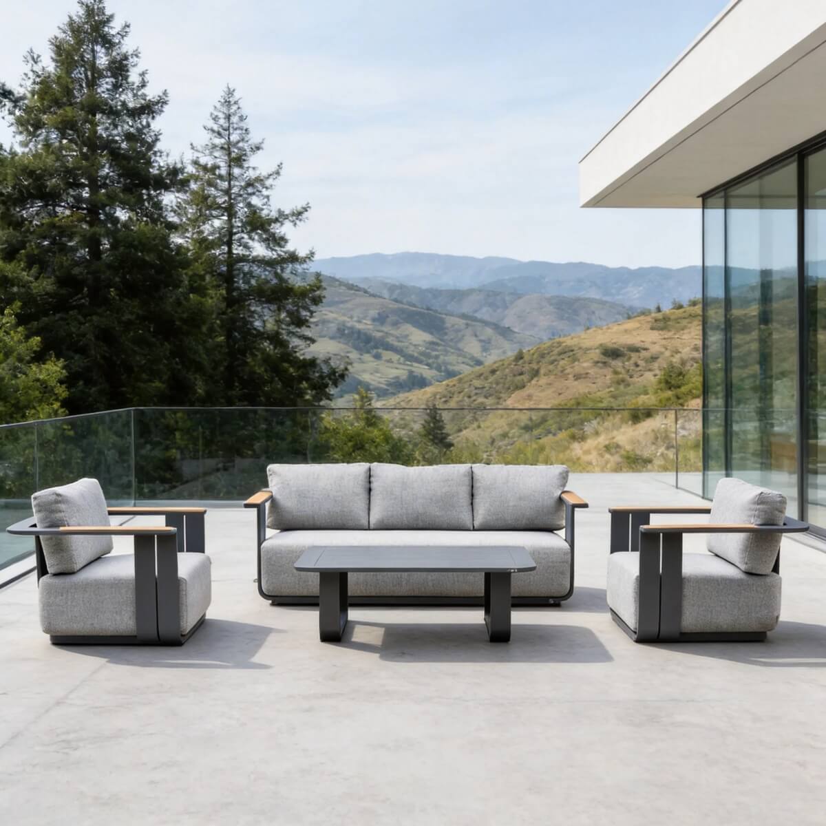 VAREL 4-Piece Sofa Set with TALARA Coffee Table (2 Armchairs + 3-Seater)