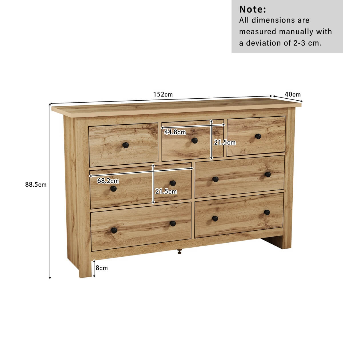 Modern Vintage Storage Sideboard with 7 Drawers - Multi-Room Cabinet, Wood Color