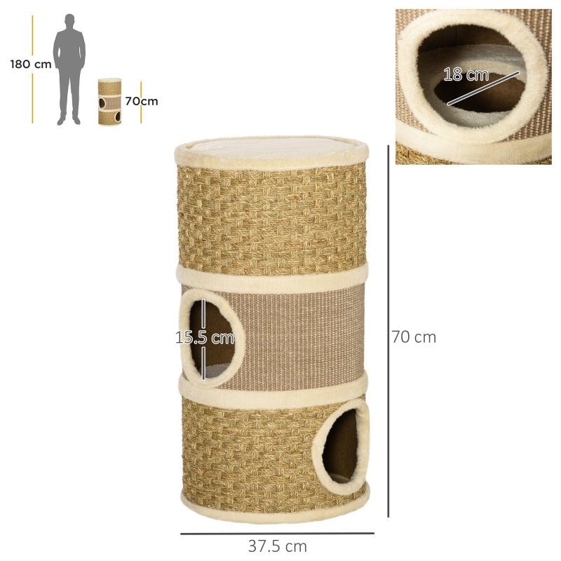 Cat Scratching Barrel Kitten Tree Tower Sisal Seaweed Rope Plush