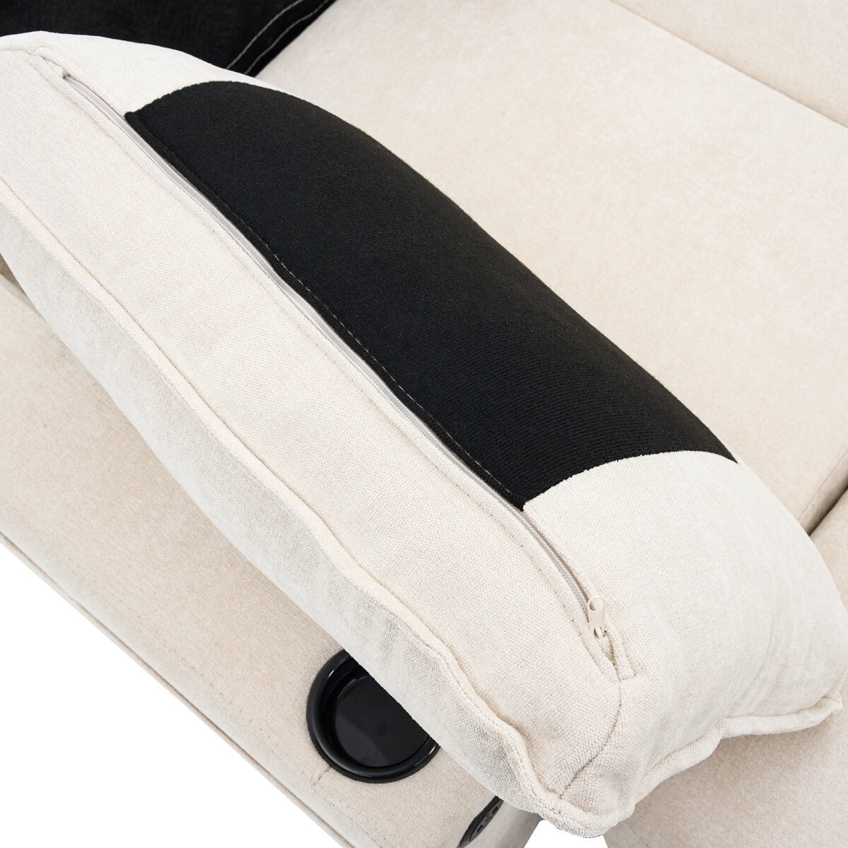 L Shaped Corner Sofa - 3 Seater Sectional Couch with USB & Cup Holder, Beige