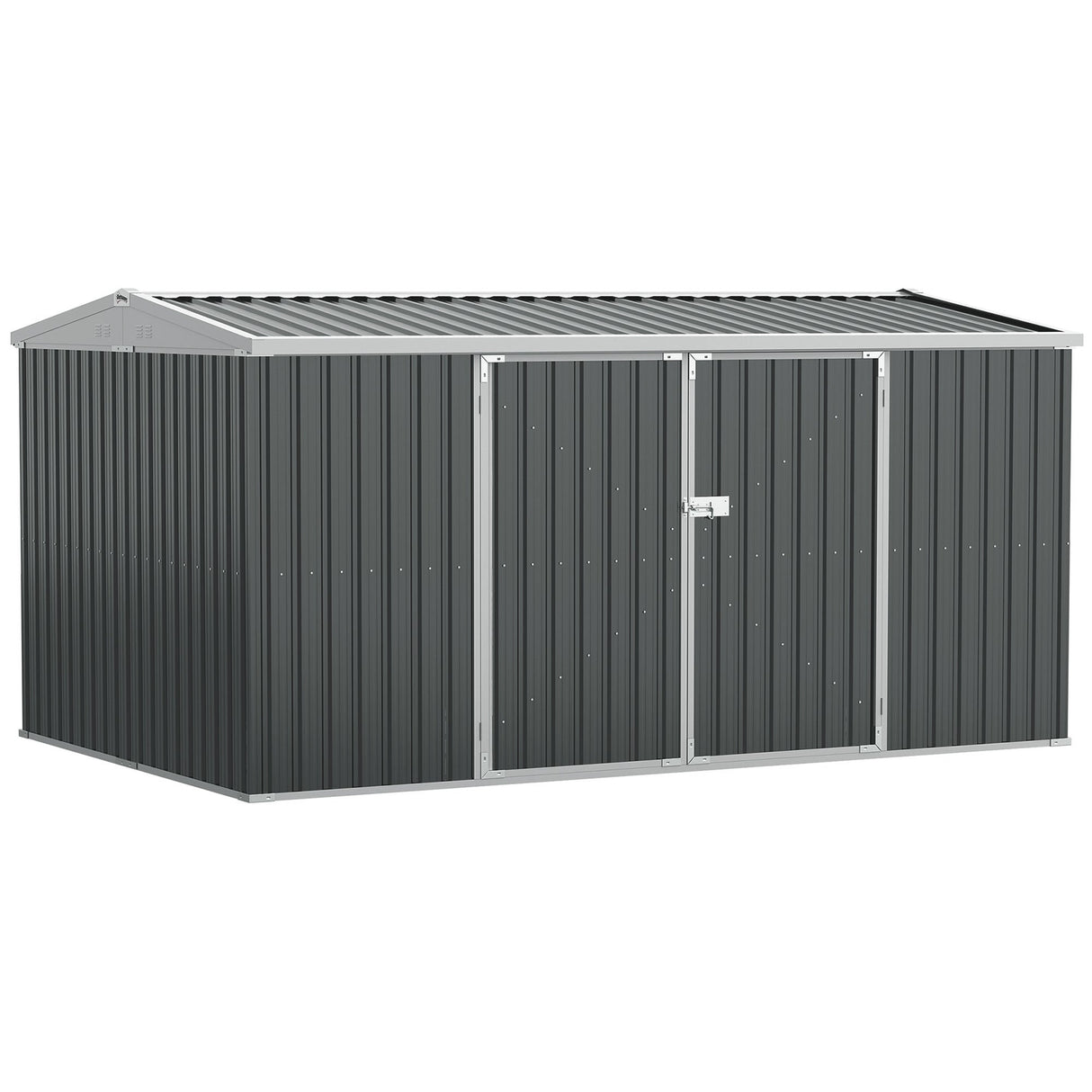 Outdoor Garden Metal Storage Shed 14 x 8ft with Lockable Door, Grey