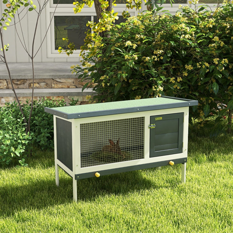 Wooden Rabbit Hutch Outdoor Guinea Pig Bunny Cage with Openable Asphalt Roof