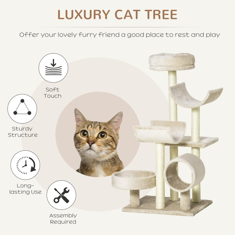 Cat Tree for Indoor Cats, Scratching Post Activity Center, Beige