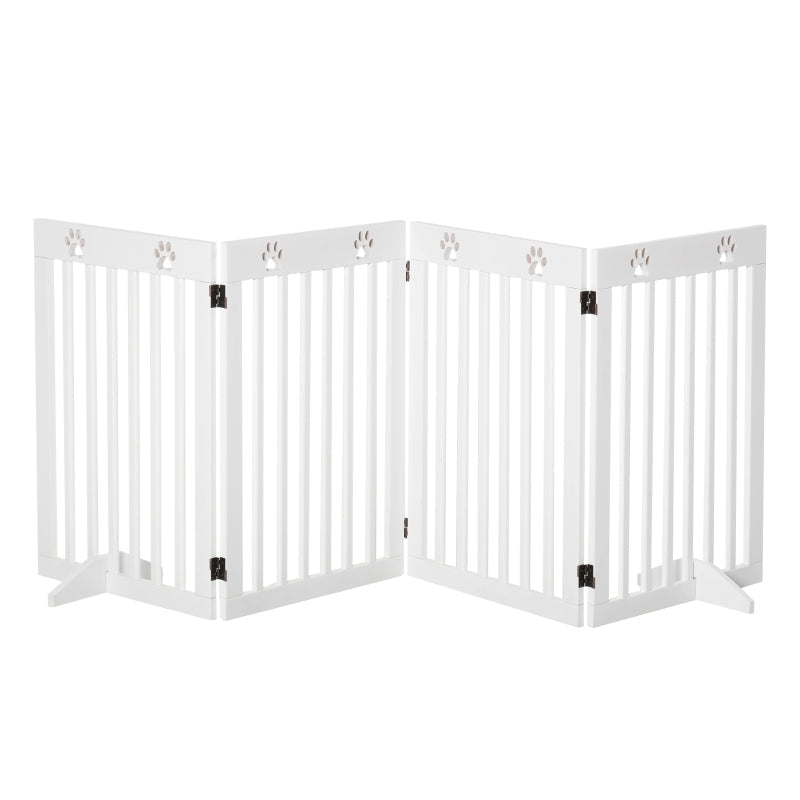 Wooden Pet Gate, Freestanding Foldable Dog Barrier with Support Feet