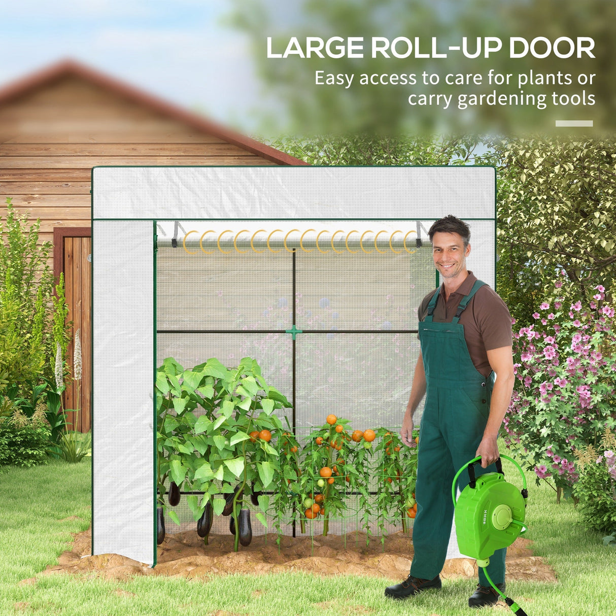 Walk-in Outdoor Greenhouse, PE Cover, White