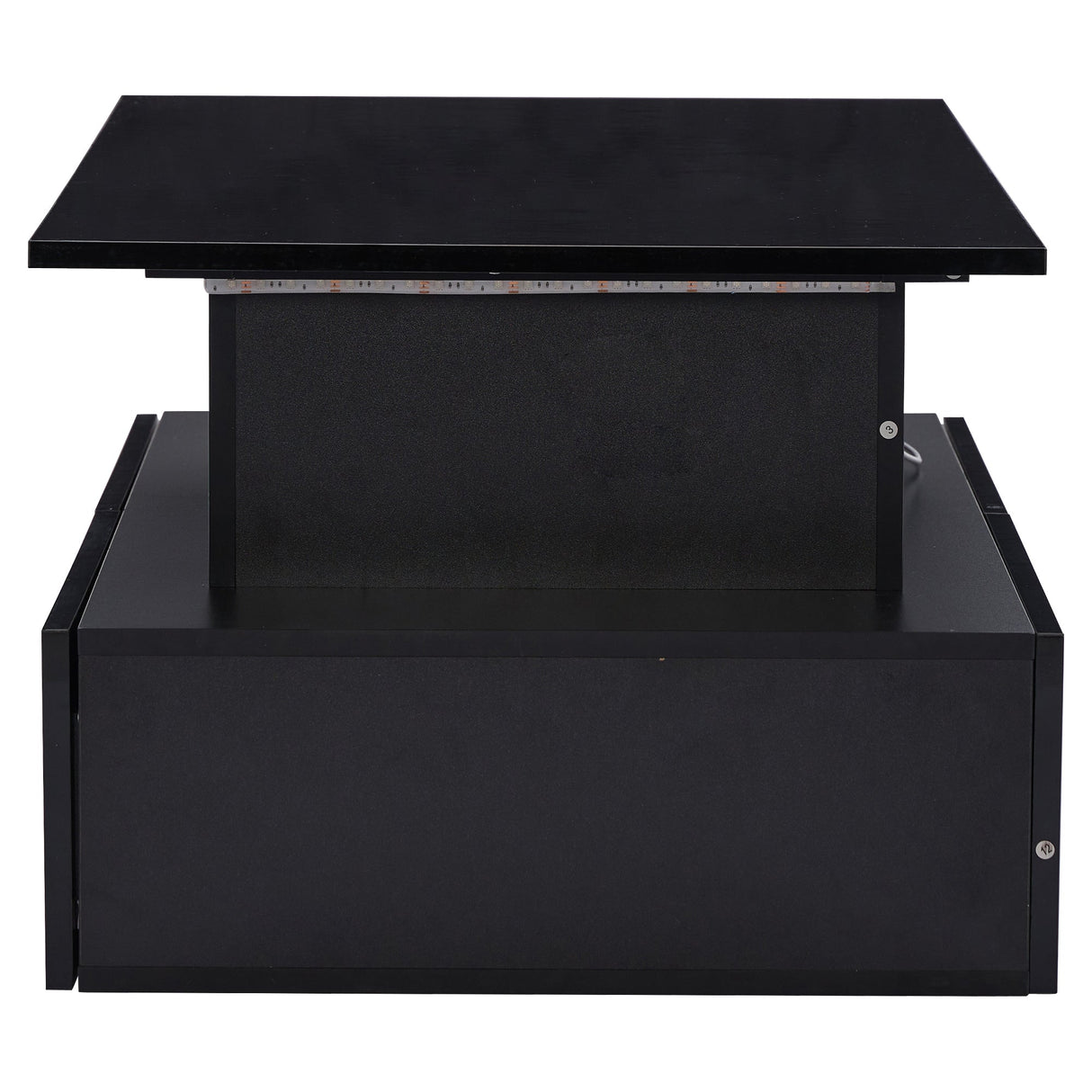 LED High Gloss Coffee Table, 4 Drawers, Lift Top, Storage, Rectangular, Black