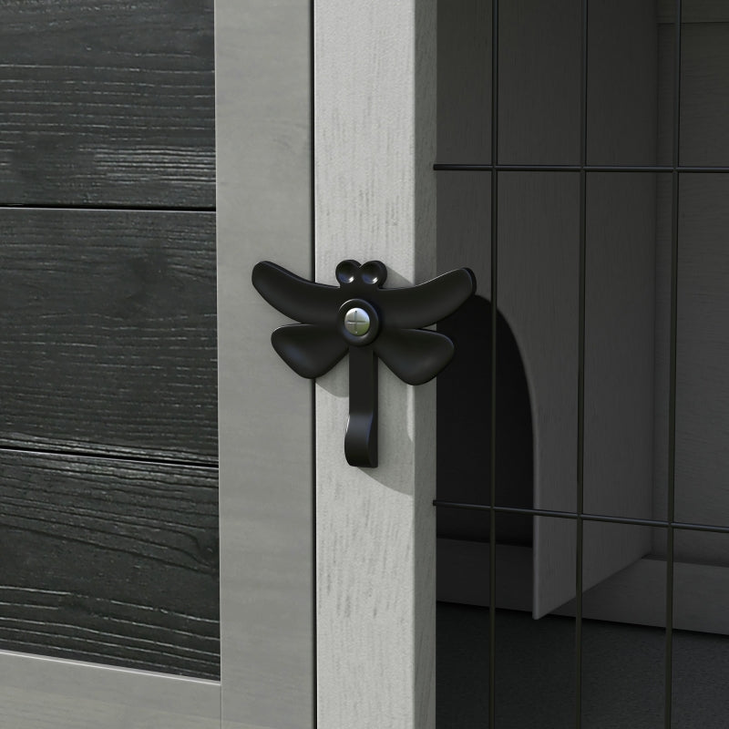 Wooden Guinea Pig Hutch, Small Animal Cage with Slide-out Tray and Openable Roof, Grey