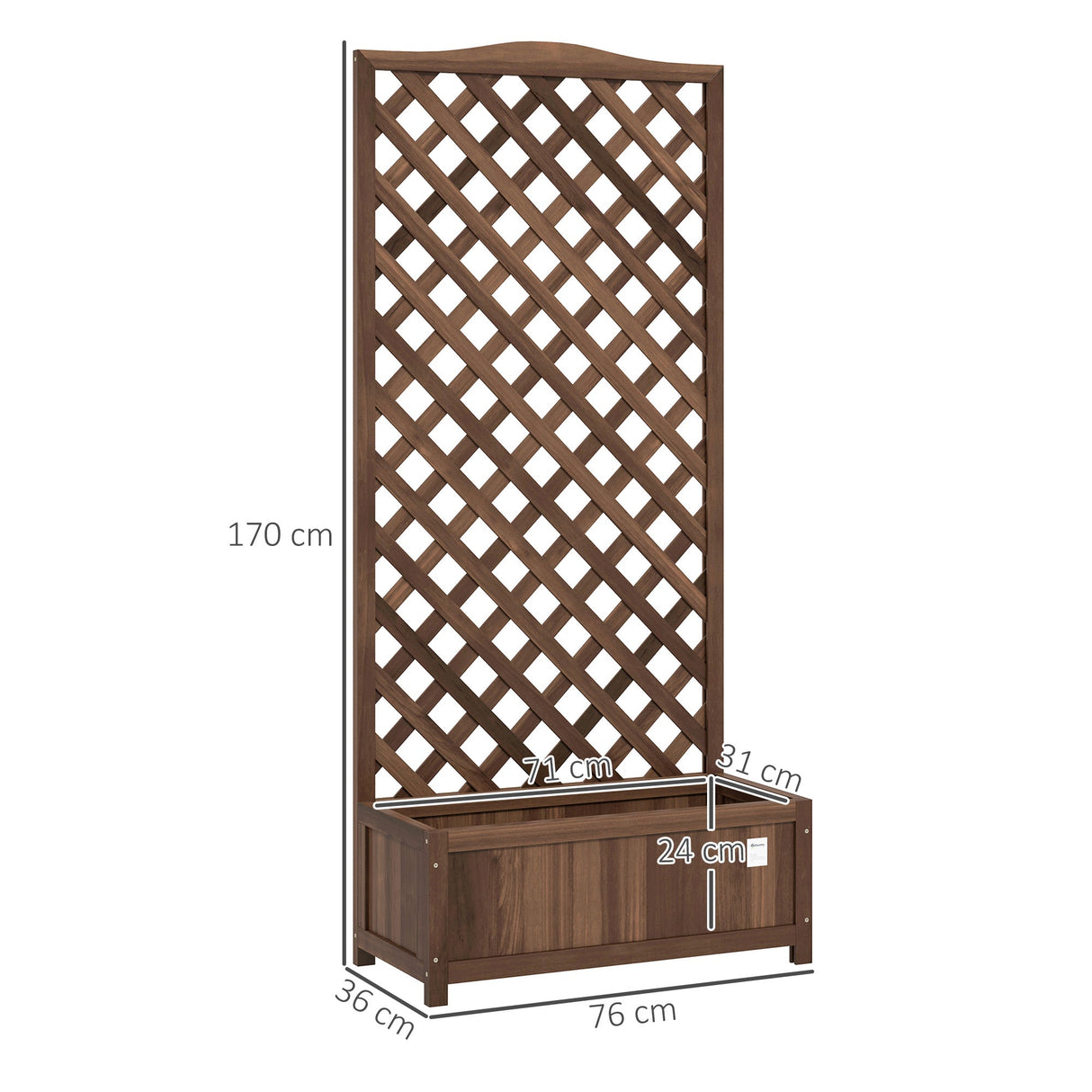 Garden Wooden Planter Box with Trellis, Raised Bed, Dark Brown