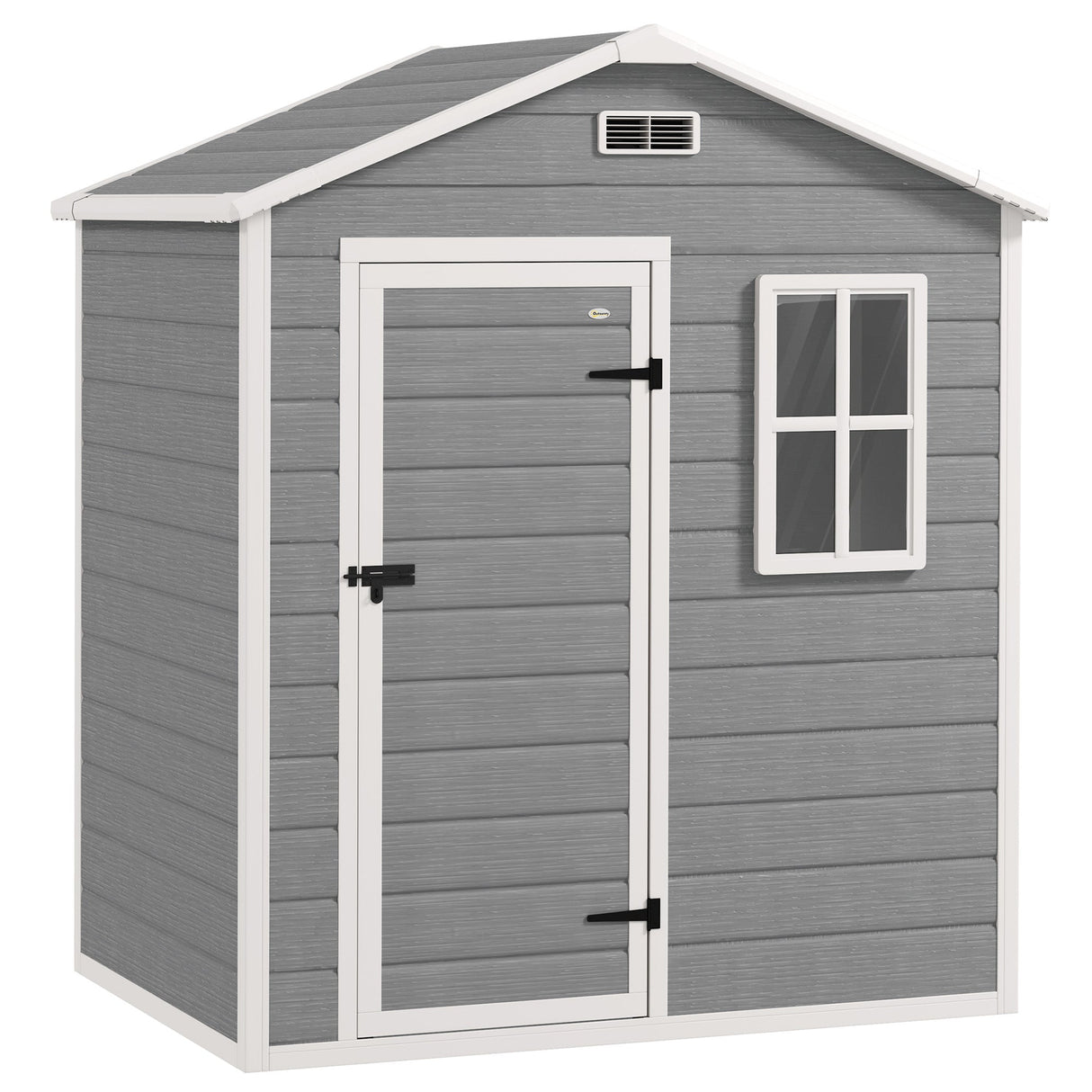 Outdoor Shed with Foundation, Lockable Door, Vents, Windows, Plastic, Grey