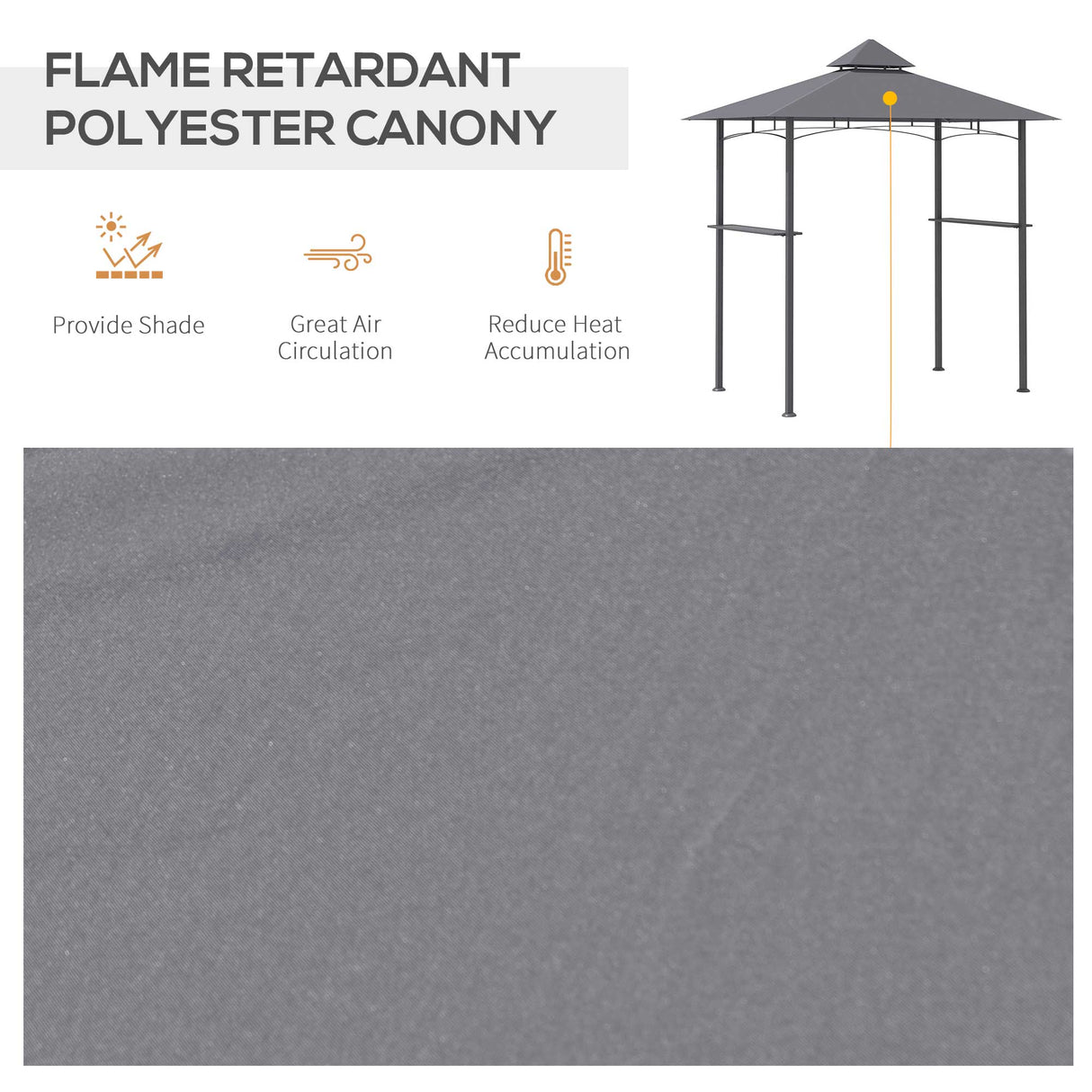 BBQ Gazebo Grill Canopy Barbecue Tent Shelter Patio Deck Cover 2.5M (8ft) Double-Tier - Grey