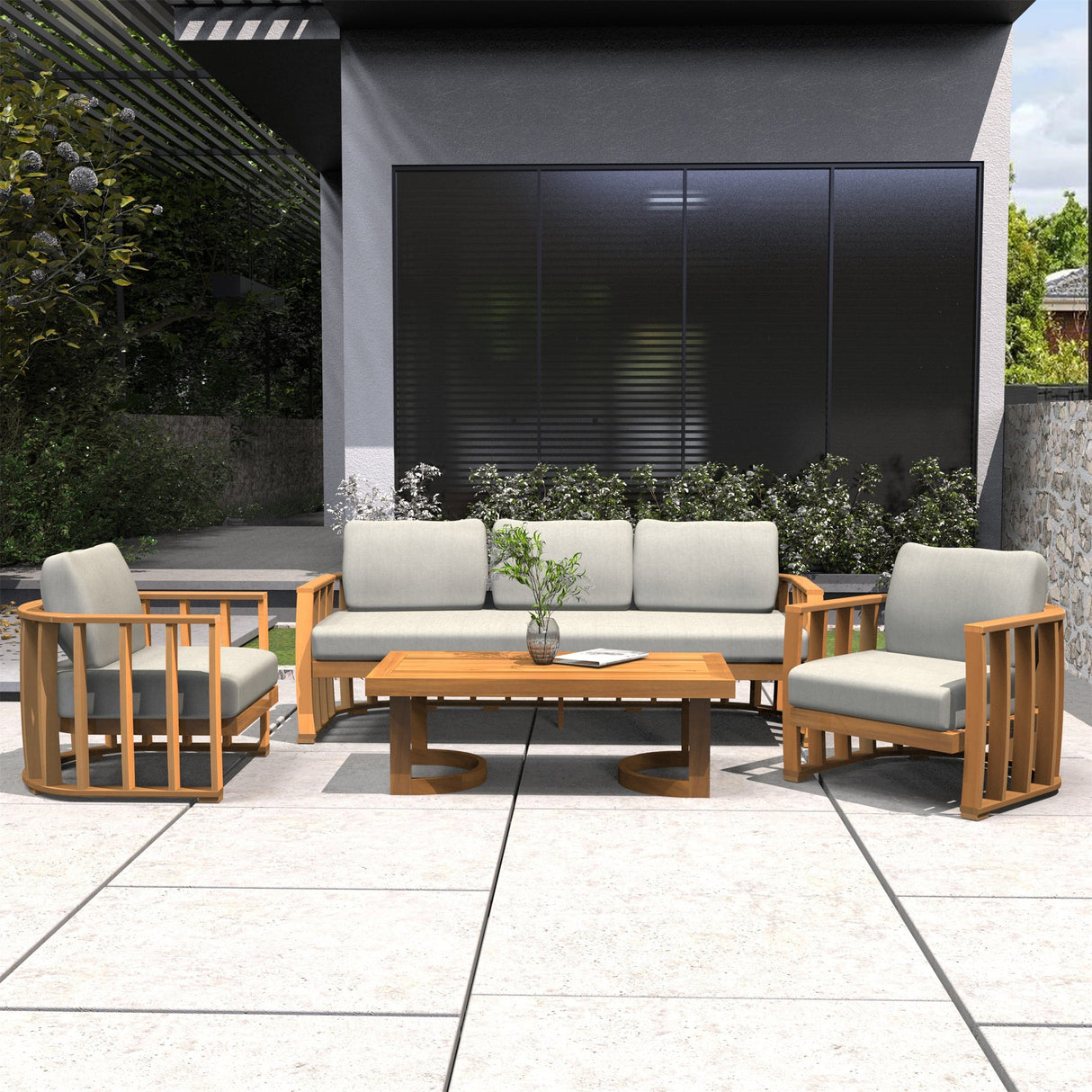 5-Seater Wood Patio Conversation Set