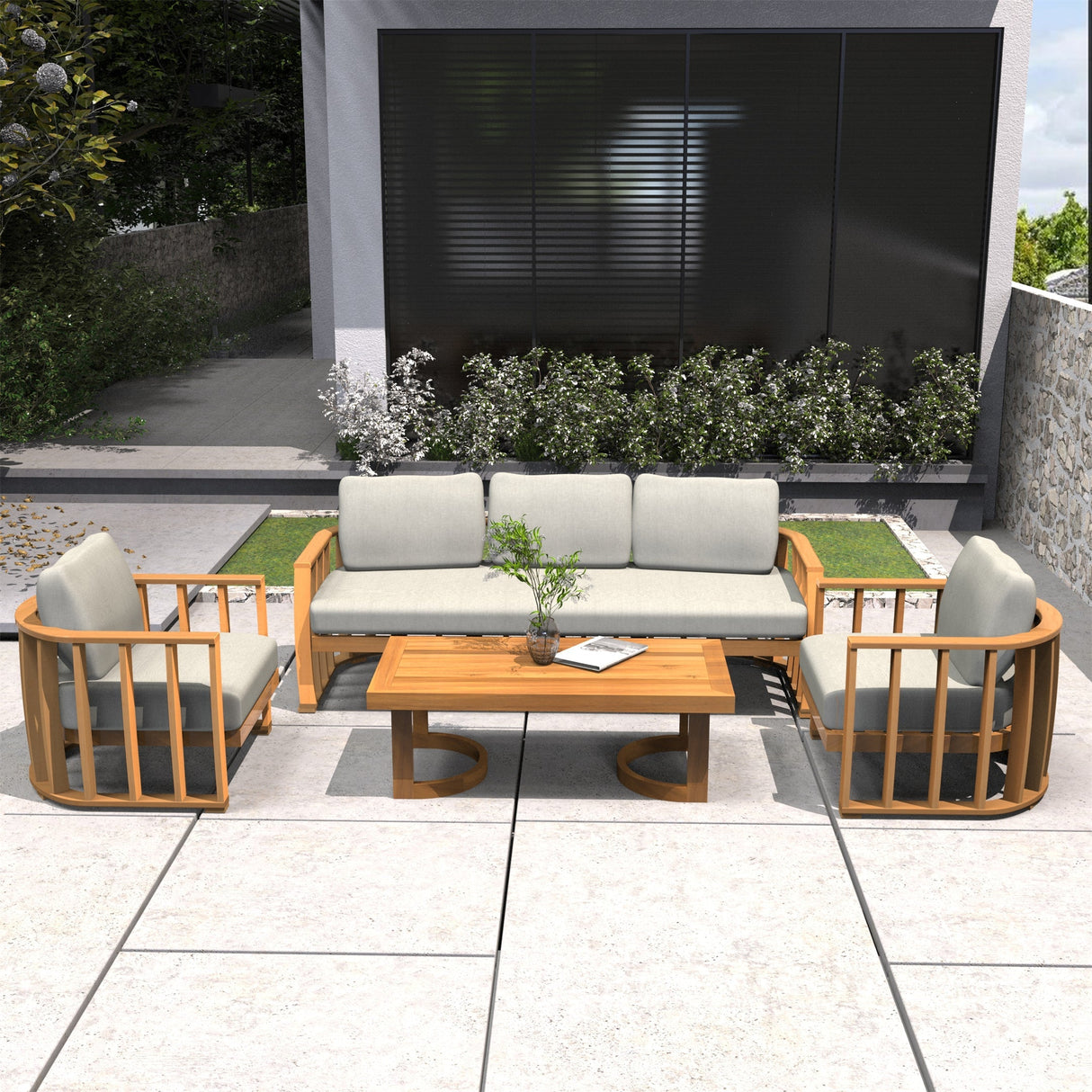 5-Seater Wood Patio Conversation Set
