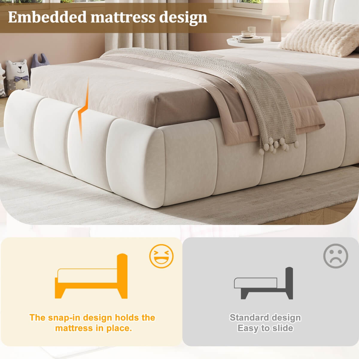3ft Single Velvet Ottoman Bed - Upholstered Storage Bed with Headboard, Beige
